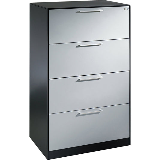 C+P Hängeregistraturschrank Asisto 800 x 1.298 x 600 mm (B x H x T) Stahl, lackiert Farbe der Front: weißaluminium Farbe des Korpus: schwarzgrau