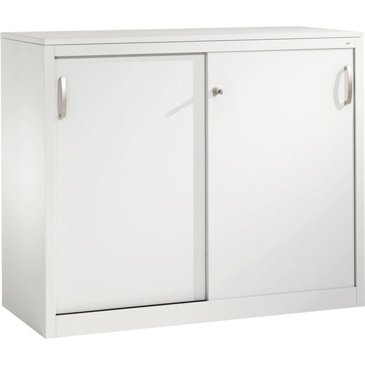 C+P Schiebetürenschrank Acurado 1.200 x 1.000 x 500 mm (B x H x T) 2 Fachböden Stahl, lackiert Farbe der Front: lichtgrau Farbe des Korpus: lichtgrau
