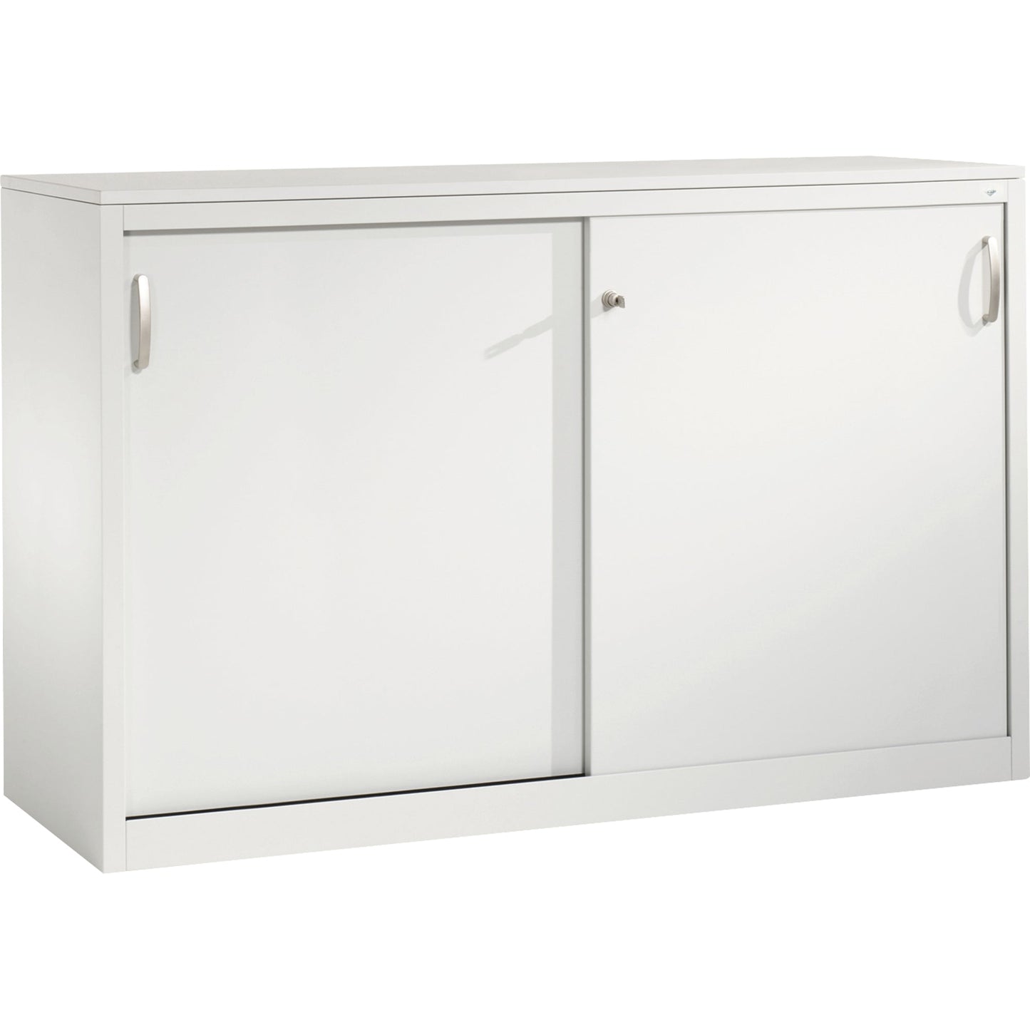 C+P Schiebetürenschrank Acurado 1.600 x 1.000 x 500 mm (B x H x T) 2 x 2 Fachböden Stahl, lackiert Farbe der Front: lichtgrau Farbe des Korpus: lichtgrau