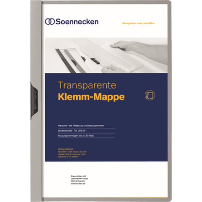 Soennecken Klemmmappe DIN A4 Hartfolie Farbe der Rückseite: grau Farbe der Klemme: schwarz