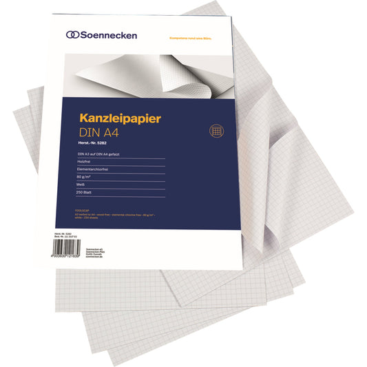 Soennecken Kanzleipapier DIN A3, gefalzt auf DIN A4 kariert weiß 250 Bl./Pack.
