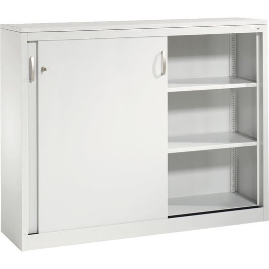 C+P Schiebetürenschrank Acurado 1.600 x 1.200 x 400 mm (B x H x T) 2 x 2 Fachböden Stahl, lackiert Farbe der Front: lichtgrau Farbe des Korpus: lichtgrau