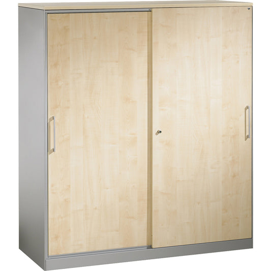C+P Schiebetürenschrank Asisto 1.200 x 1.635 x 435 mm (B x H x T) 3 Fachböden Farbe der Front: ahorn Farbe des Korpus: weißaluminium