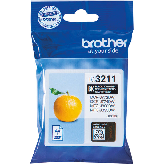 Brother Tintenpatrone Originalzubehör LC-3211BK ca. 200 Seiten schwarz