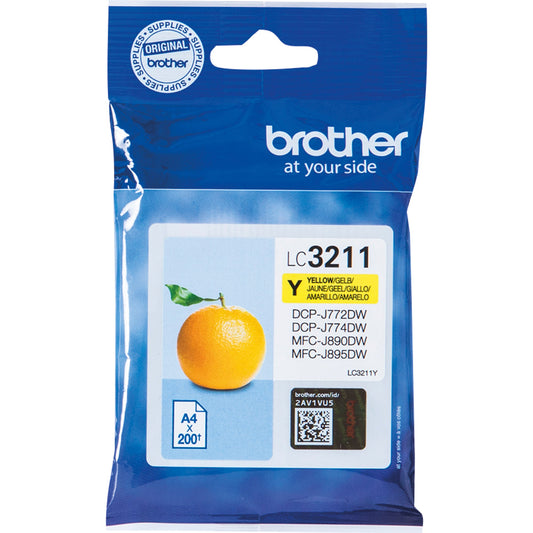 Brother Tintenpatrone Originalzubehör LC-3211Y ca. 200 Seiten gelb