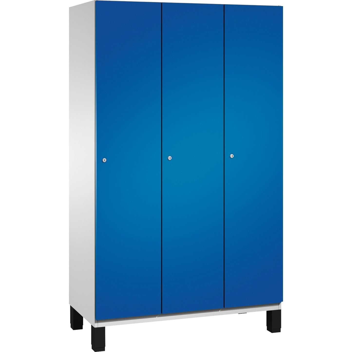 C+P Kleiderspind Cambio 1.200 x 1.980 x 525 mm (B x H x T) 3 Abteile Stahl, lackiert Farbe der Front: enzianblau Farbe des Korpus: lichtgrau