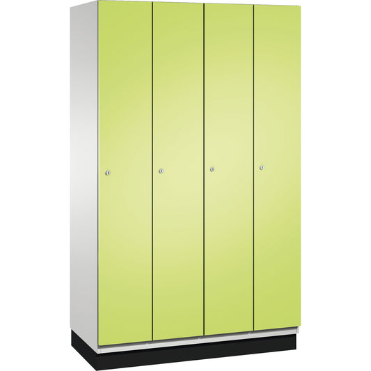 C+P Kleiderspind Cambio 1.200 x 1.950 x 525 mm (B x H x T) 4 Abteile Stahl, lackiert Farbe der Front: clowngrün Farbe des Korpus: lichtgrau