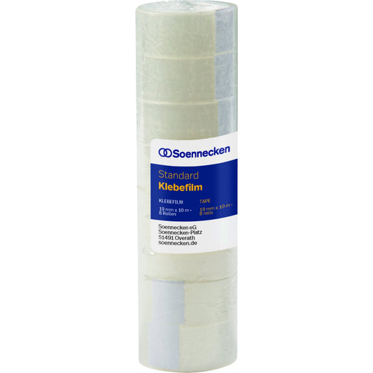 Soennecken Klebefilm 19 mm x 10 m (B x L) einseitig klebend ohne Lösungsmittel Polypropylen transparent 8 St./Pack.