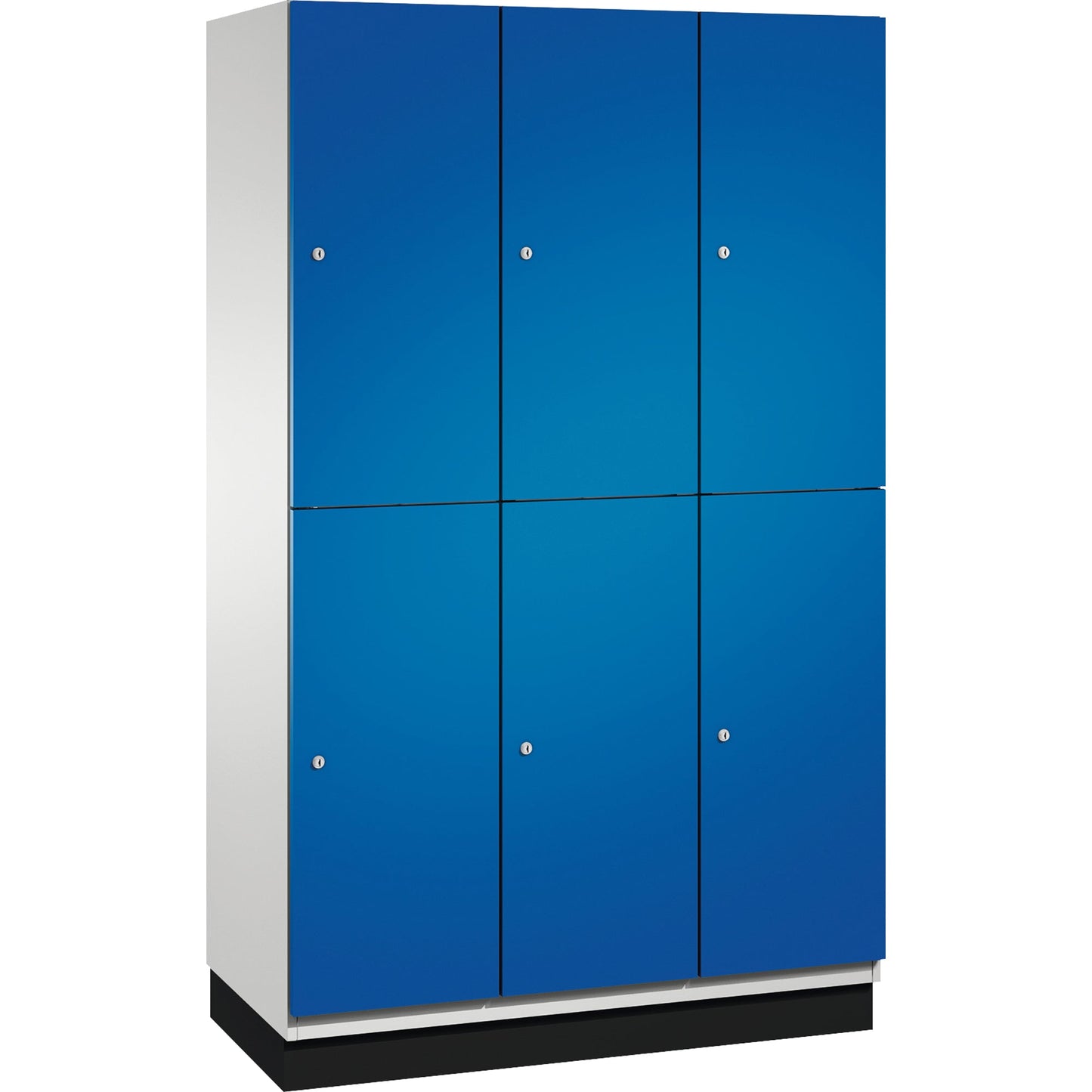 C+P Kleiderspind Cambio 1.200 x 1.950 x 525 mm (B x H x T) 3 Abteile Stahl, lackiert Farbe der Front: enzianblau Farbe des Korpus: lichtgrau