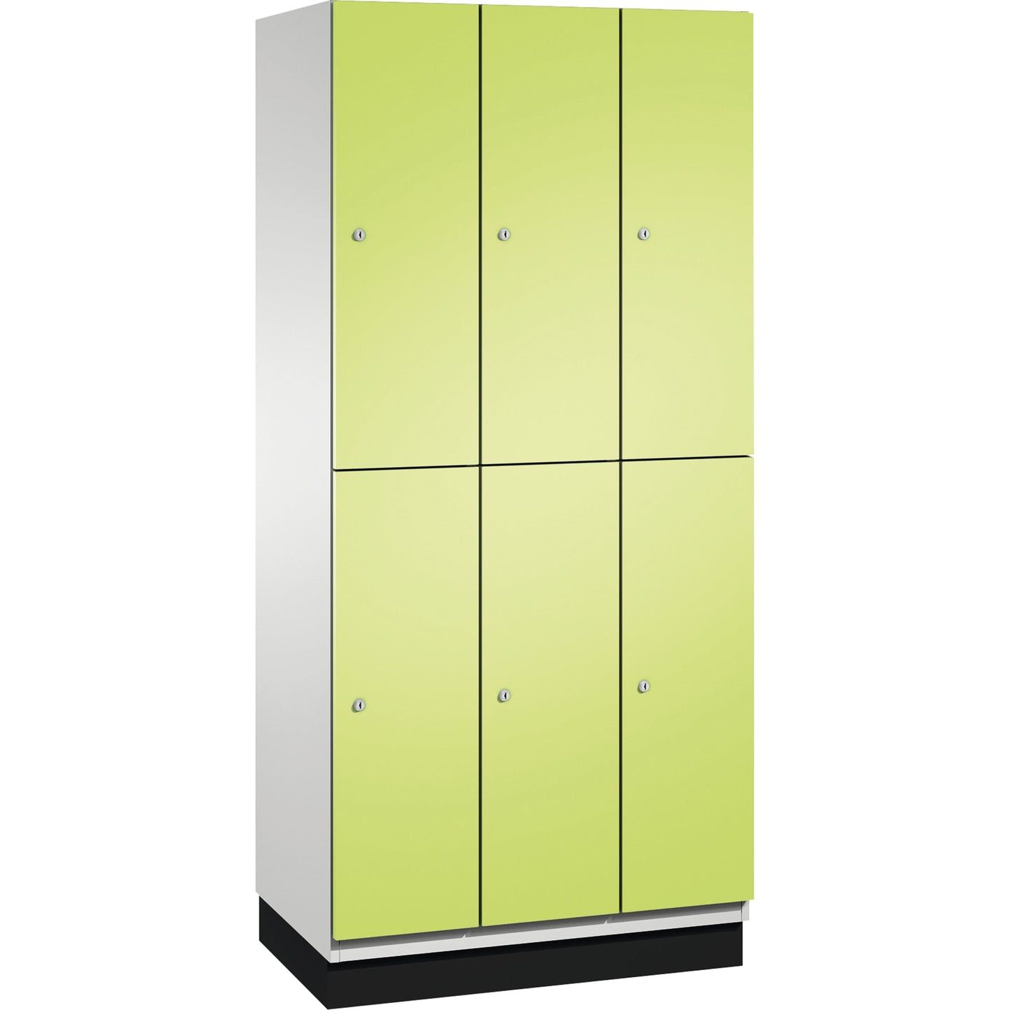 C+P Kleiderspind Cambio 900 x 1.950 x 525 mm (B x H x T) 3 Abteile Stahl, lackiert Farbe der Front: clowngrün Farbe des Korpus: lichtgrau