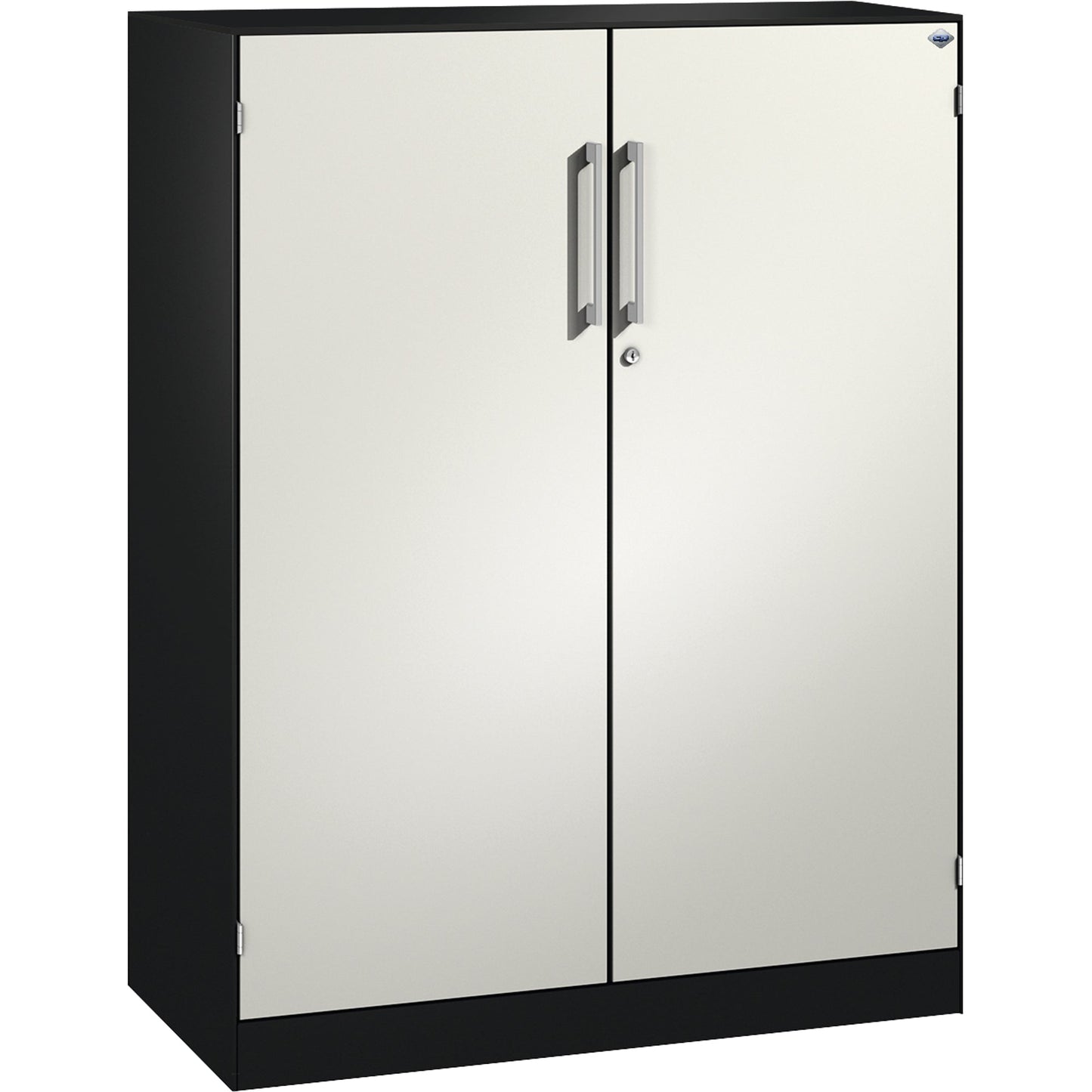 C+P Flügeltürenschrank Asisto 1.000 x 1.310 x 435 mm (B x H x T) 2 Fachböden Stahl Farbe der Front: verkehrsweiß Farbe des Korpus: schwarzgrau