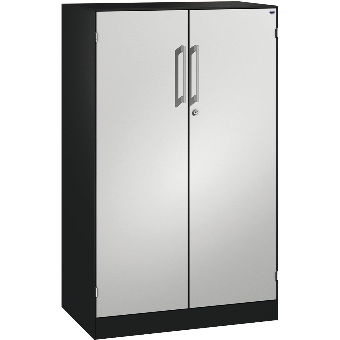 C+P Flügeltürenschrank Asisto 800 x 1.310 x 435 mm (B x H x T) 2 Fachböden Stahl Farbe der Front: lichtgrau Farbe des Korpus: schwarzgrau