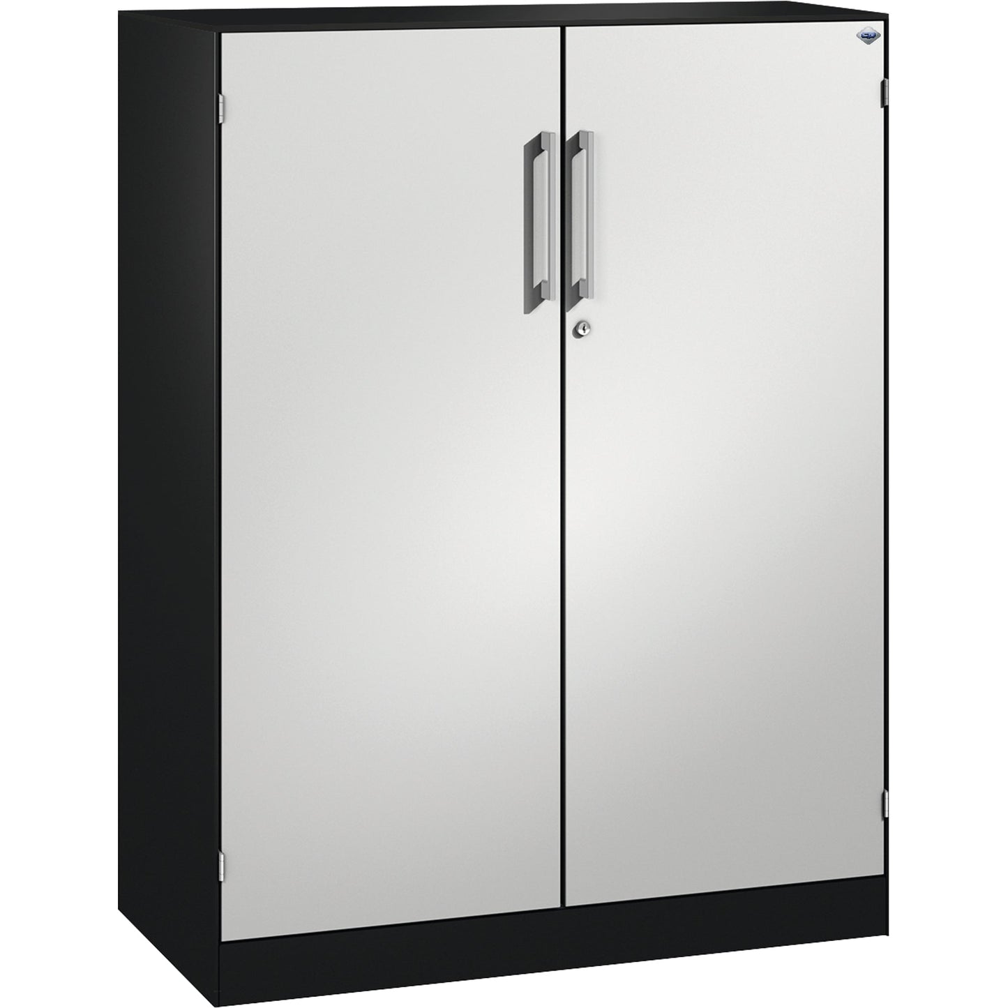 C+P Flügeltürenschrank Asisto 1.000 x 1.310 x 435 mm (B x H x T) 2 Fachböden Stahl Farbe der Front: lichtgrau Farbe des Korpus: schwarzgrau