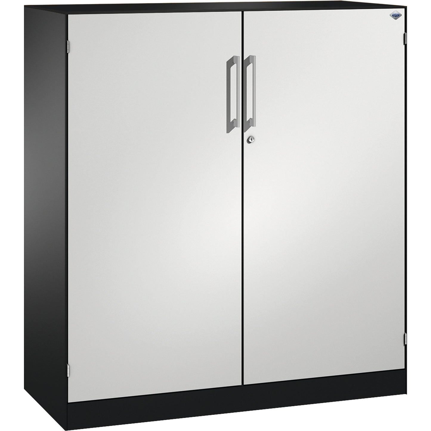 C+P Flügeltürenschrank Asisto 1.200 x 1.310 x 435 mm (B x H x T) 2 Fachböden Stahl Farbe der Front: lichtgrau Farbe des Korpus: schwarzgrau
