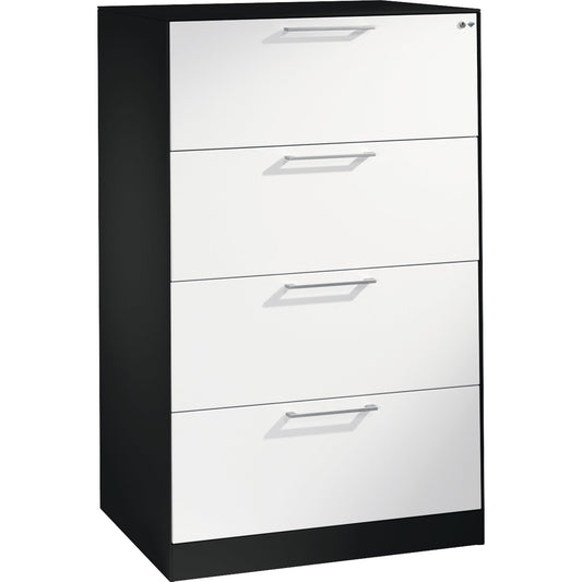 C+P Hängeregistraturschrank Asisto 800 x 1.298 x 600 mm (B x H x T) Stahl, lackiert Farbe der Front: verkehrsweiß Farbe des Korpus: schwarzgrau