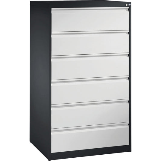 C+P Karteischrank Acurado 787 x 1.357 x 590 mm (B x H x T) 6 Schubladen Stahl, lackiert lichtgrau schwarzgrau
