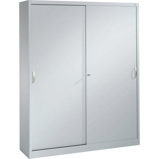 C+P Schiebetürenschrank Acurado 1.600 x 1.950 x 400 mm (B x H x T) 8 Fachböden Stahl, lackiert Farbe der Front: weißaluminium Farbe des Korpus: weißaluminium
