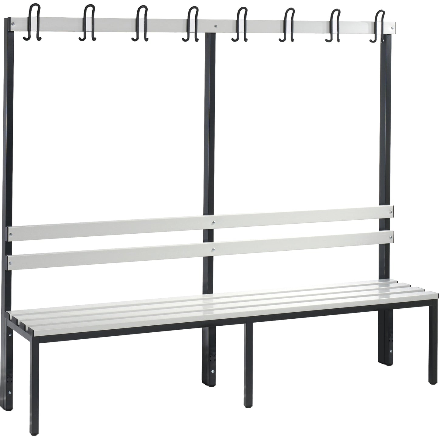 C+P Umkleidebank Basic 1.960 x 1.710 x 403 mm (B x H x T) schwarzgrau