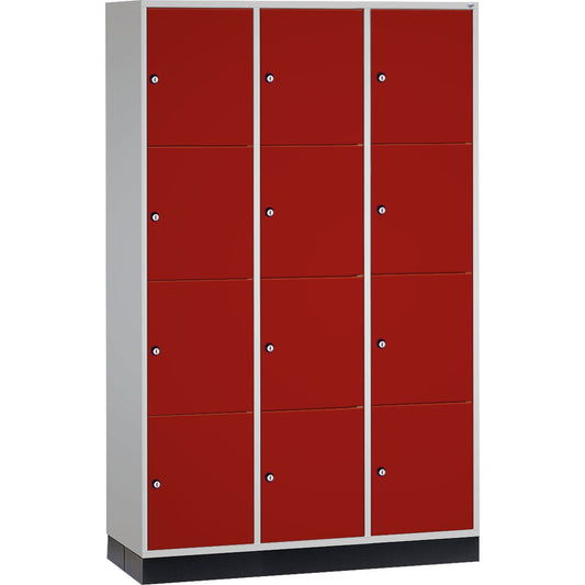 C+P Schließfachschrank Intro XL 12 Fächer Stahl, lackiert Farbe der Front: rubinrot
