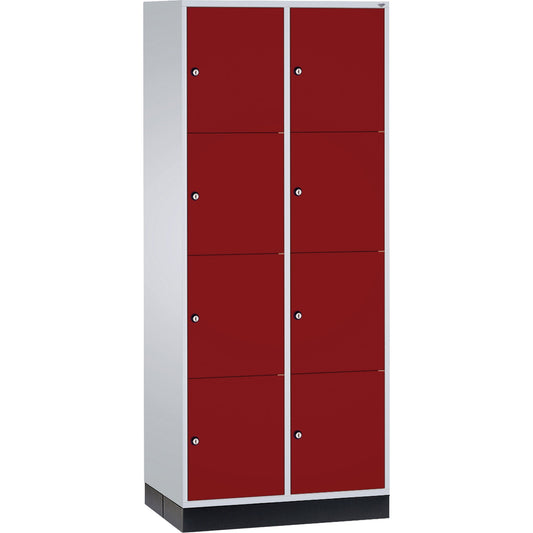 C+P Schließfachschrank Intro XL 8 Fächer Stahl, lackiert Farbe der Front: rubinrot
