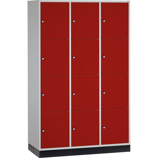 C+P Schließfachschrank Intro XL 12 Fächer Stahl, lackiert Farbe der Front: rubinrot