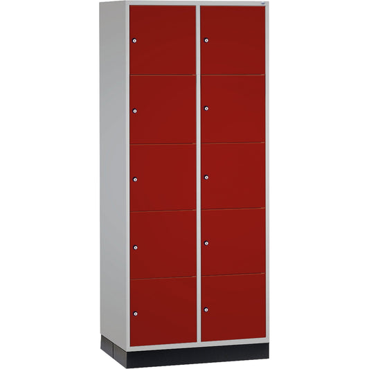 C+P Schließfachschrank Intro XL 10 Fächer Stahl, lackiert Farbe der Front: rubinrot
