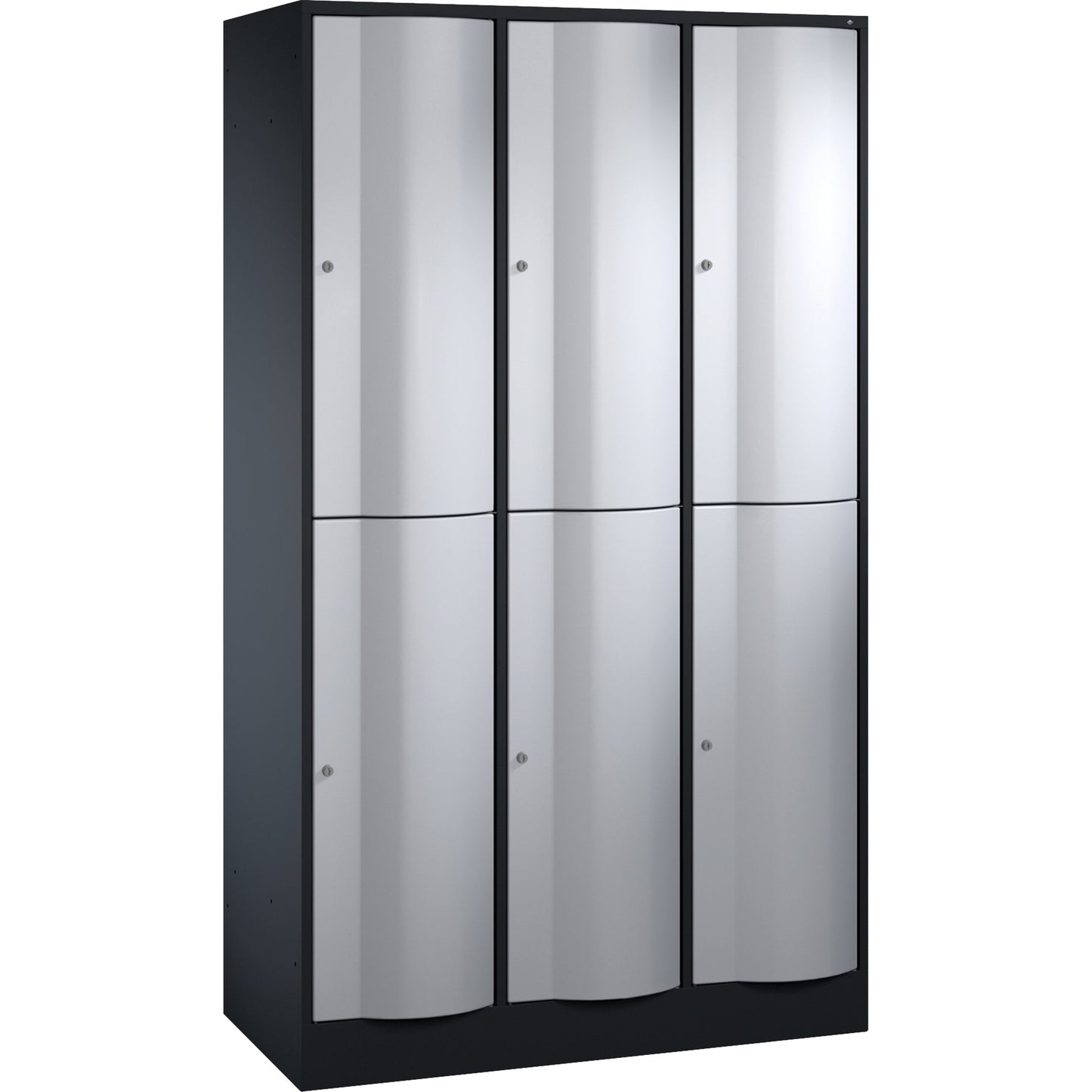 C+P Kleiderspind Resisto 1.150 x 1.950 x 540 mm (B x H x T) 3 Abteile Stahl, lackiert Farbe der Front: weißaluminium Farbe des Korpus: schwarzgrau