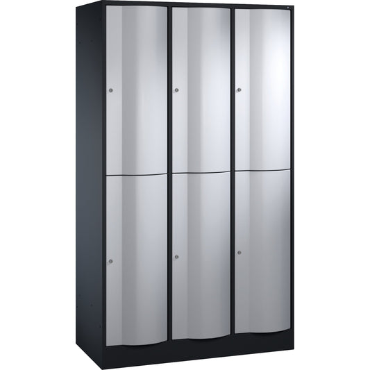 C+P Kleiderspind Resisto 1.150 x 1.950 x 540 mm (B x H x T) 3 Abteile Stahl, lackiert Farbe der Front: weißaluminium Farbe des Korpus: schwarzgrau