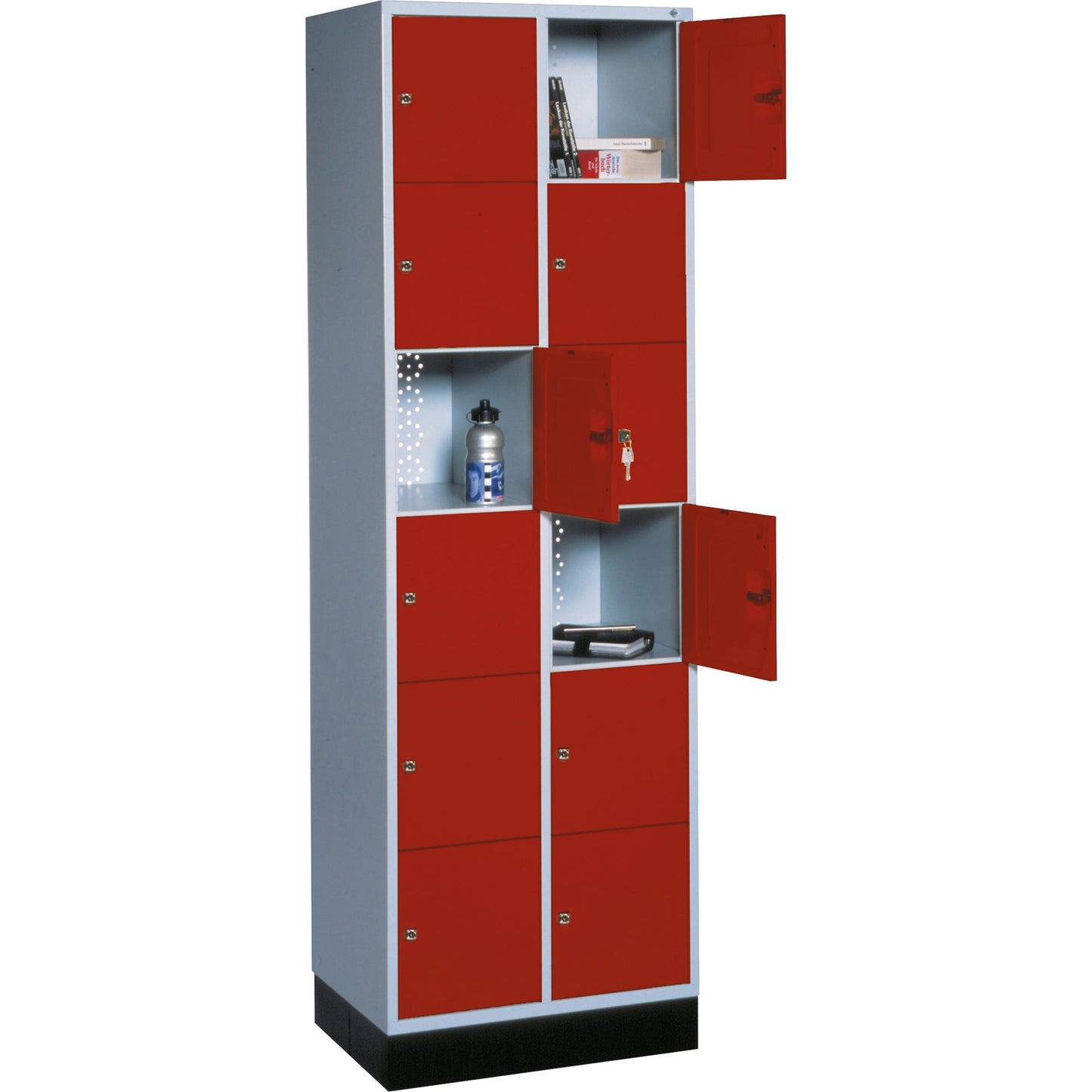 C+P Schließfachschrank Intro 12 Fächer Stahl, lackiert Farbe der Front: rubinrot