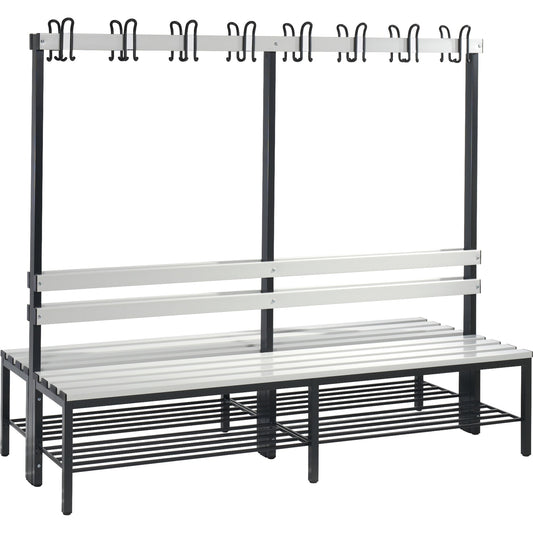 C+P Umkleidebank Basic 1.960 x 1.710 x 756 mm (B x H x T) schwarzgrau