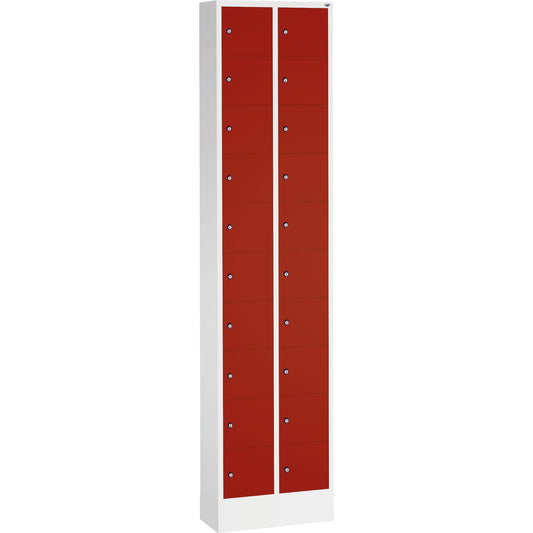 C+P Schließfachschrank Intro 20 Fächer Stahl, lackiert Farbe der Front: rubinrot