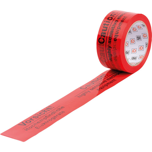 HECKMANN Signalklebeband 60 mm x 50 m (B x L) Polypropylen rot Vorsicht hochempfindliche Elektrogeräte