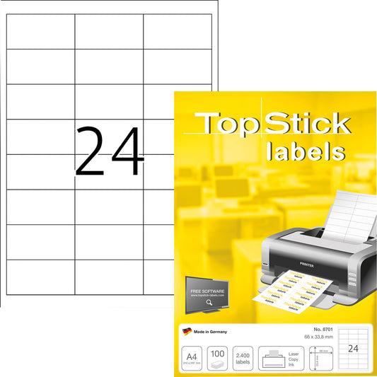 Universaletikett TopStick 66 x 33,8 mm (B x H) nicht wieder ablösbar Papier weiß 2.400 Etik./Pack.