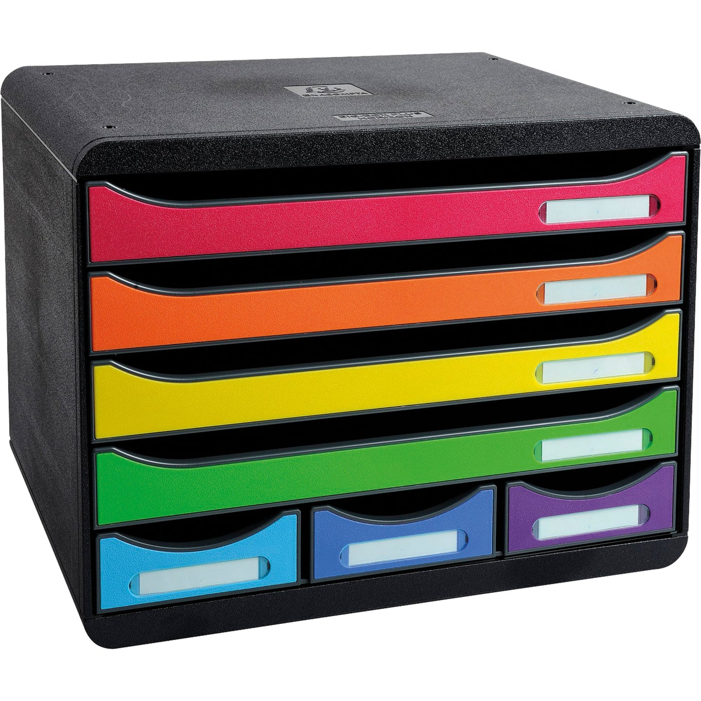 Exacompta Schubladenbox STORE-BOX Mini 7 Schubladen DIN A4 quer Polystyrol Gehäusefarbe: schwarz Farbe der Schublade: mehrfarbig