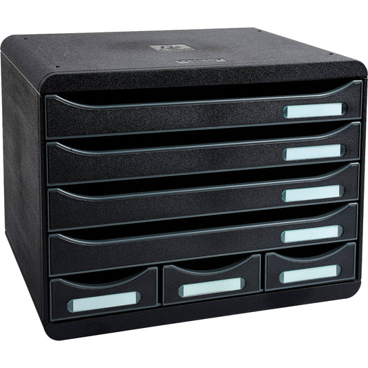 Exacompta Schubladenbox STORE-BOX Mini 7 Schubladen DIN A4 quer Polystyrol Gehäusefarbe: schwarz Farbe der Schublade: schwarz