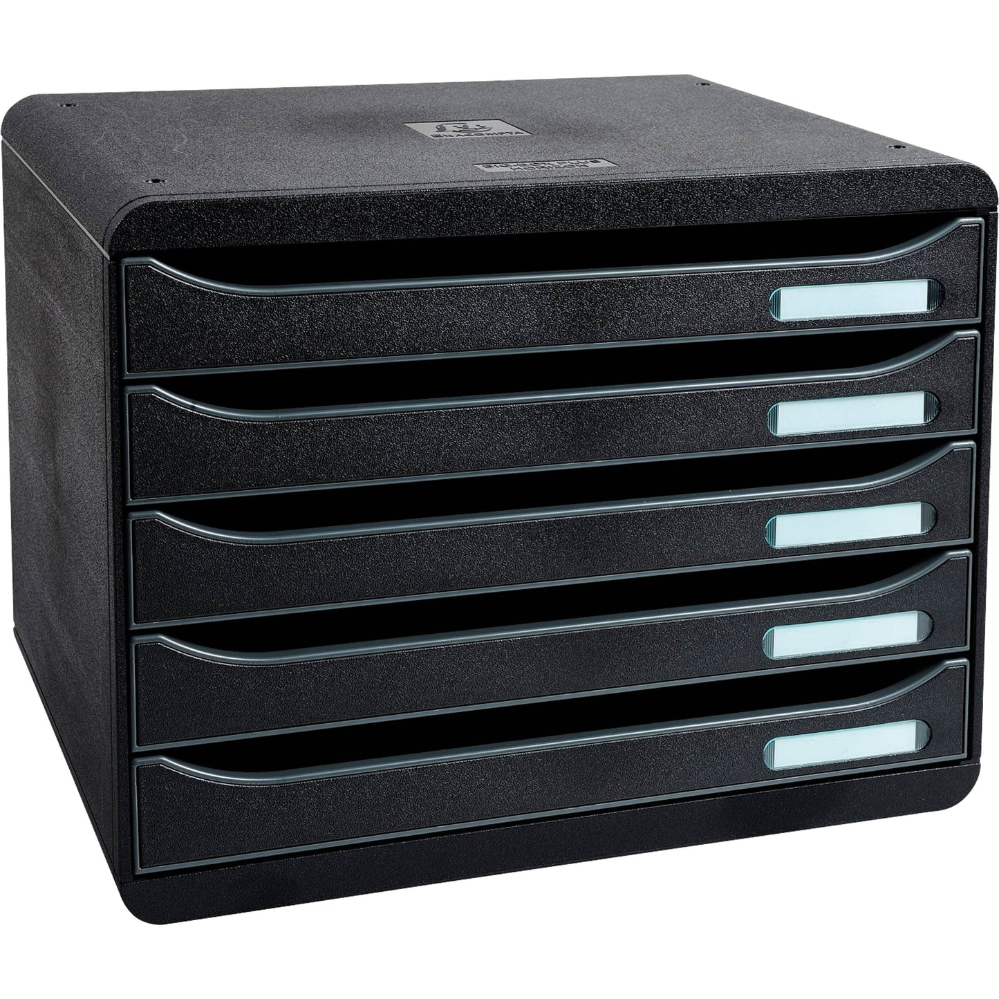 Exacompta Schubladenbox BIG-BOX plus quer 5 Schubladen DIN A4, Überbreite Polystyrol Gehäusefarbe: schwarz Farbe der Schublade: schwarz glossy