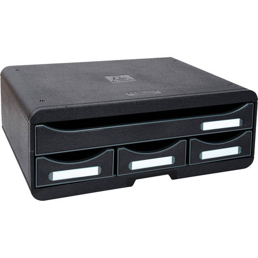 Exacompta Schubladenbox TOOLBOX Mini 4 Schubladen DIN A4 quer Polystyrol Gehäusefarbe: schwarz Farbe der Schublade: schwarz