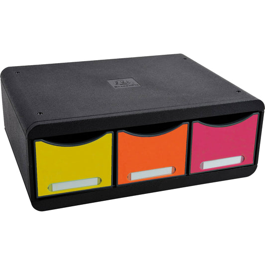 Exacompta Schubladenbox Toolbox Maxi 3 Schubladen Polystyrol Gehäusefarbe: schwarz Farbe der Schublade: mehrfarbig