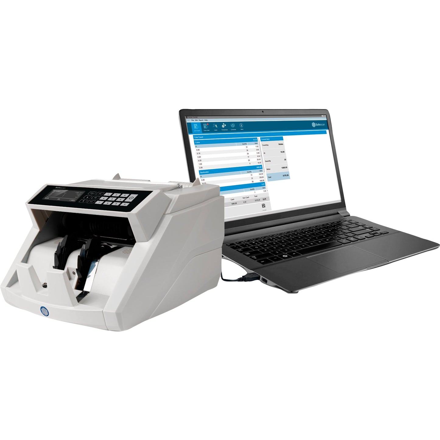 SAFESCAN Geldzählmaschine 2465-S 26,1 x 19,5 x 30,5 cm (B x H x T) Euro 1 Fach grau
