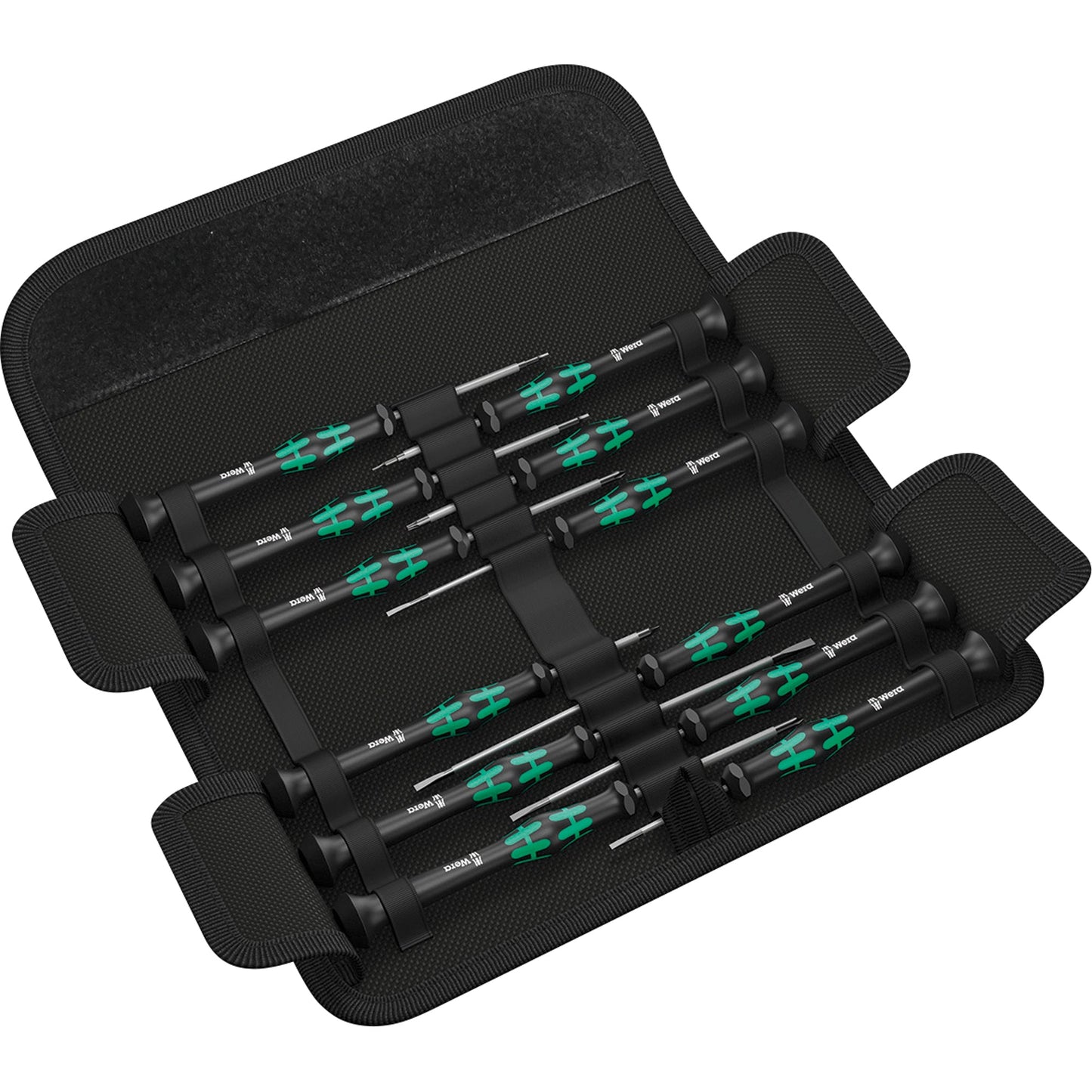 Wera Schraubendreher-Satz Kraftform Micro 2 Kreuz-Schraubendreher (PH 00 x 80/0 x 60 mm) 3 Innensechsrund-Schraubendreher (0,9 x 40/1,5 x 60/2 x 60 mm) 5 Schlitz-Schraubendreher (1,5 x 40/1,8 x 60/2 x 60/2,5 x 80/3 x 80 mm)