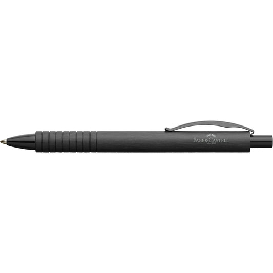 Faber-Castell Kugelschreiber Essentio Aluminium 0,6mm schwarz Mine auswechselbar dokumentenecht Schaftfarbe: schwarz