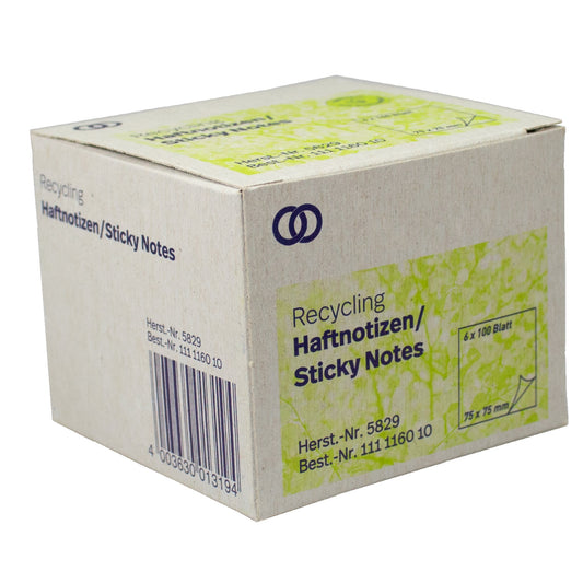 Soennecken Haftnotiz oeco Recycling 75 x 75 mm (B x H) gelb 100 Bl./Block 6 Block/Pack.