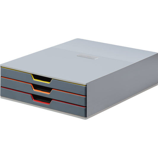 DURABLE Schubladenbox VARICOLOR® 3 3 Schubladen DIN A4, DIN C4, Folio, Letter ABS Kunststoff/Polystyrol Gehäusefarbe: grau Farbe der Schublade: anthrazit/mehrfarbig