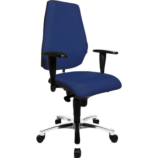 TOPSTAR Bürodrehstuhl Sitness® 30 41-50cm Punktsynchronmechanik Rolle hart gebremst (für Teppichboden) Aluminium blau