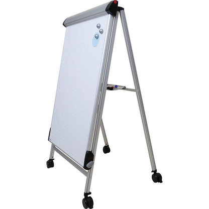 MAUL Mobiles Flipchart MAULpro mit Ablageschale Vierarmfuß mit 4 Rollen Stahl silber