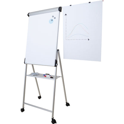 MAUL Mobiles Flipchart MAULpro mit Ablageschale Vierarmfuß mit 4 Rollen Stahl silber