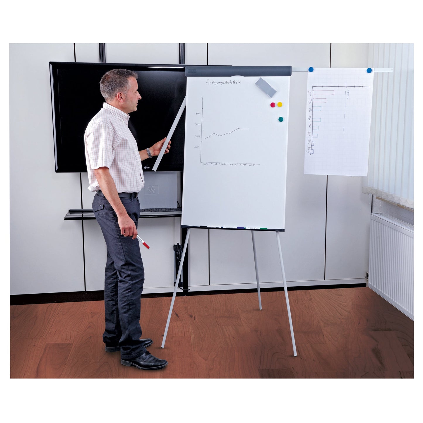 MAUL Flipchart MAULstandard 66 x 97 cm (B x H) 186cm Stahl weiß