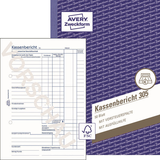 Avery Zweckform Kassenbericht 305 DIN A5 50 Bl.