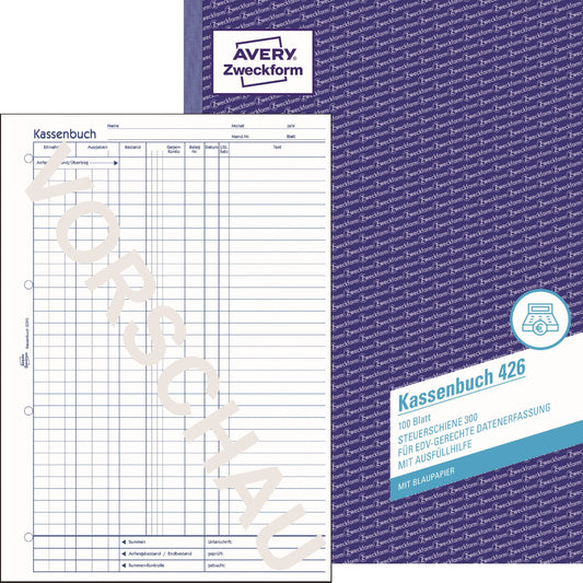 Avery Zweckform Kassenbuch 426 DIN A4 blau 100 Bl.