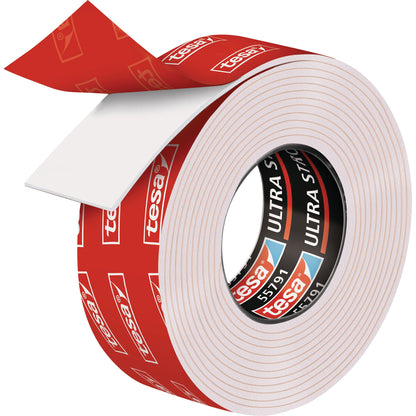 tesa® Montageklebeband Powerbond® Ultra Strong Innenbereich, regengeschützter Außenbereich 19 mm x 1,5 m (B x L) 150kg beidseitig klebend weiß